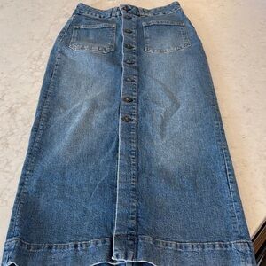 Pilot Denim Button-Front midi Skirt